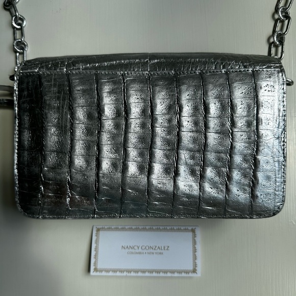 Nancy Gonzalez Metallic Crocodile Wallet On Chain| - Picture 3 of 9